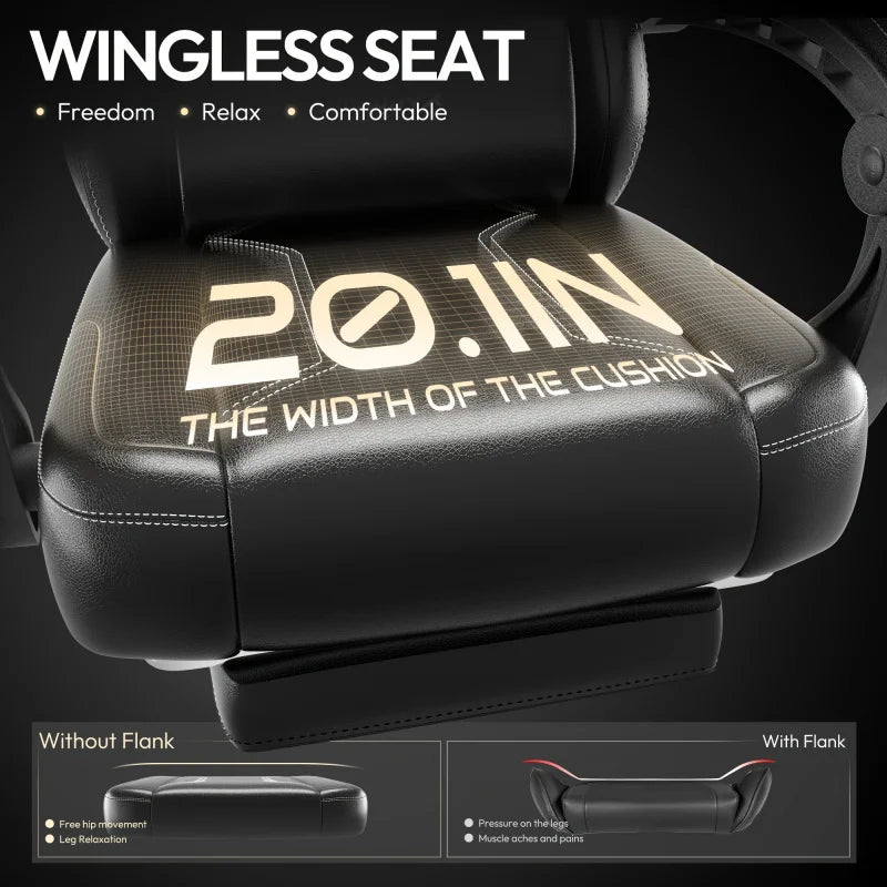 Gaming Chair - Ergonomic High Back Leather Computer Chair with Massage Lumbar Support, Footrest, and Pocket Spring Cushion